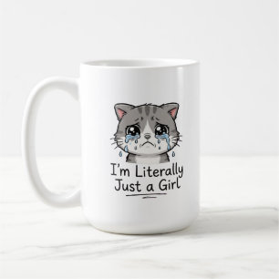 Taza De Café Mona estética Gato triste "Literalmente soy solo u