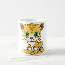 Taza De Café Mona Kawaii Ojos Grandes Cría de Leopardo Dibujo A