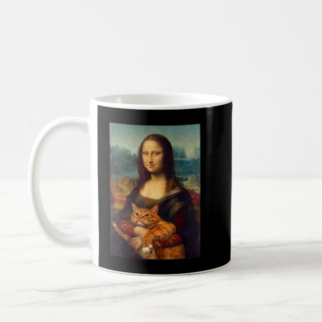 Taza De Café Mona Lisa + Camiseta para camisetas Cat (Izquierda)