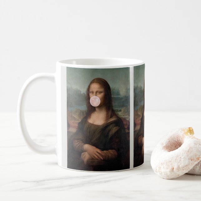Taza De Café Mona Lisa chicle rosa (Con donut)