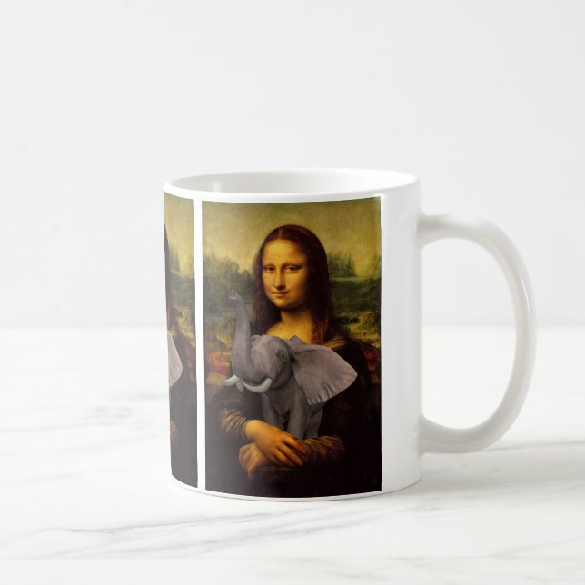 Taza De Café Mona Lisa Con Elefante (Derecha)