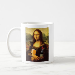 Taza De Café Mona Lisa con vino y humor de libro