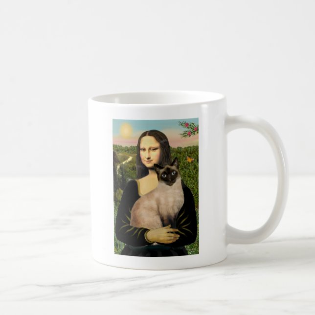Taza De Café Mona Lisa - gato siamés de Seal Point (Derecha)
