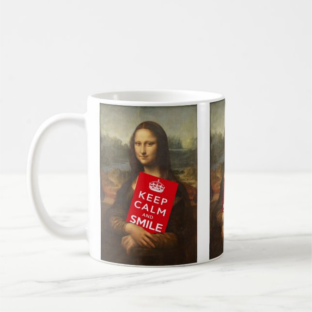 Taza De Café Mona Lisa Keep Calm And Smile (Izquierda)