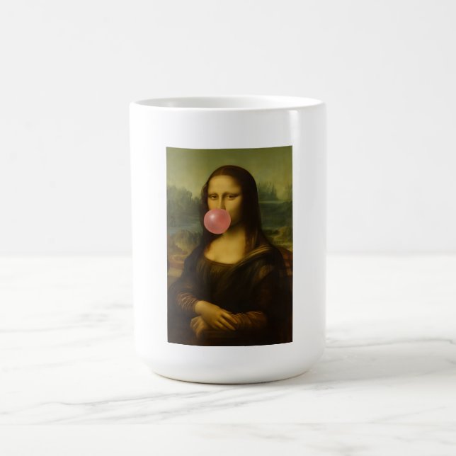Taza De Café Mona Lisa Soplando Goma Rosa (Centro)