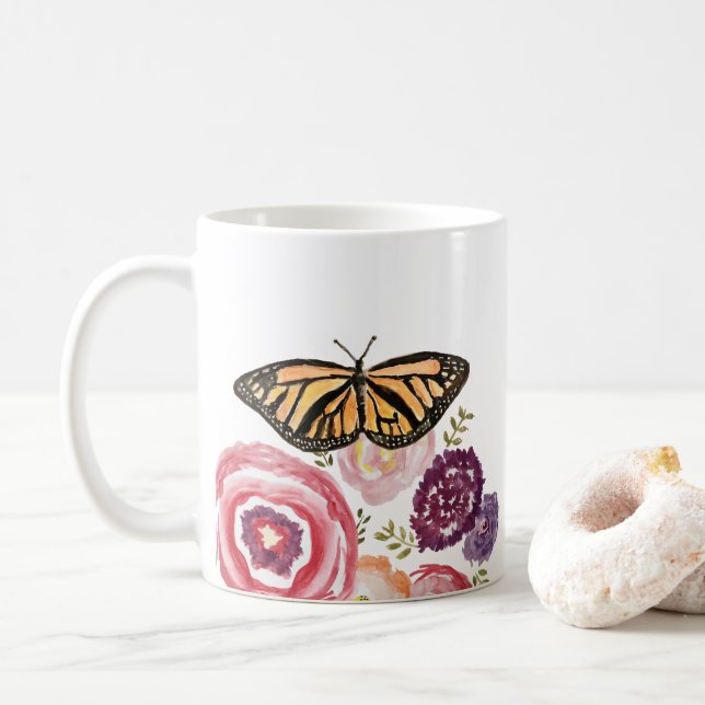 Taza De Café Monarca Mariposa Jardín Insecto (Con donut)
