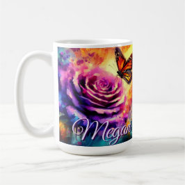 Taza De Café Monarch Butterfly on Rose at Sunset Personalized