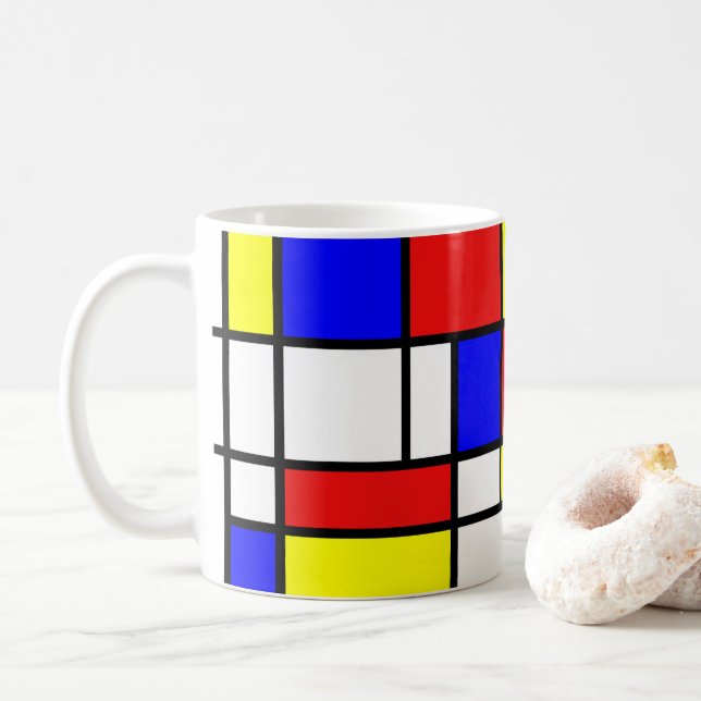 Taza De Café Mondrian inspiró (Con donut)