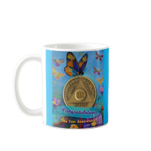 Moneda AA de 3 años felicitaciones mariposas café