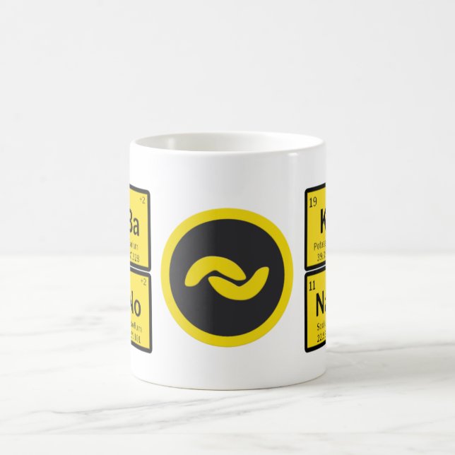 Taza De Café Moneda de Banano con tabla periódica (Centro)
