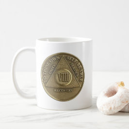 Taza De Café Moneda de Medalla de 8 Años Sobrio Feliz Aniversar