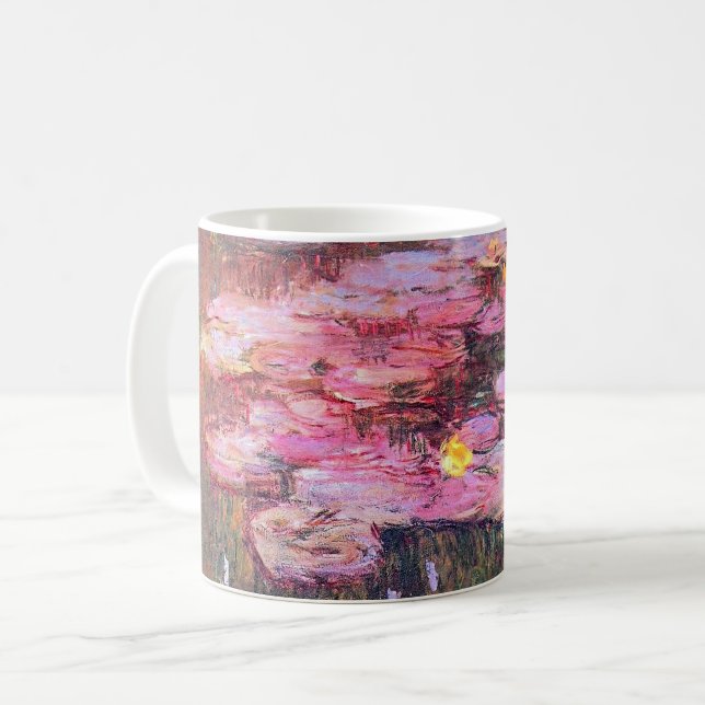 Taza De Café Monet - Algas de agua, rosadas, (Anverso izquierdo)