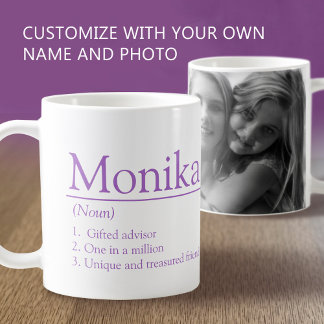 Taza De Café Monika name definition custom photo purple