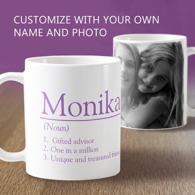 Taza De Café Monika name definition custom photo purple (Subido por el creador)