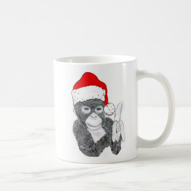 TAZA DE CAFÉ MONKEY CON EL GORRA Y EL PLÁTANO, FELIZ ~, CHRI DE (Derecha)