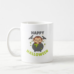 Taza De Café Monkey Happy Halloween Cauldron Bat