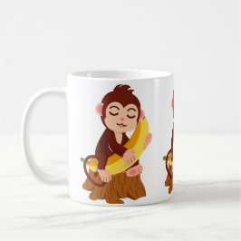 Taza De Café Monkey Holding Banana Cartoon