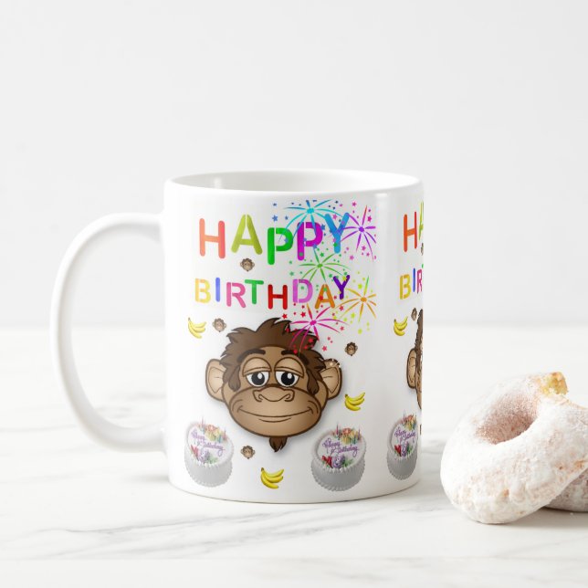 Taza De Café Monkey Mug Happy Birday Mug (Con donut)
