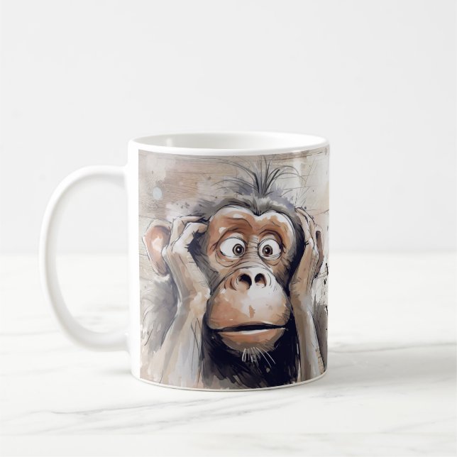 Taza De Café Monkey Quirky Crazy Personalizado (Izquierda)