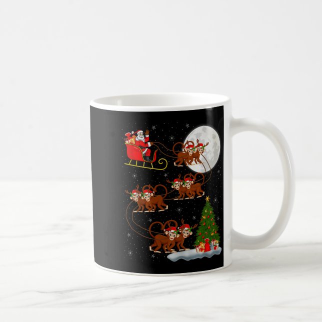 Taza De Café Monkey Santa Sleigh Flying Funny Magical Christmas (Derecha)
