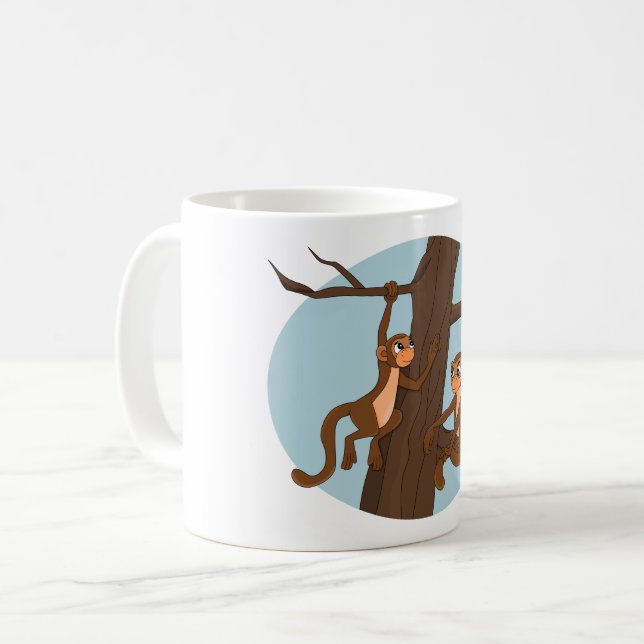 Taza De Café Monkeys climbing the tree cartoon coffee mug (Anverso izquierdo)