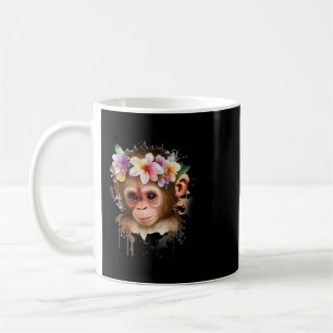Taza De Café Mono Chimpanzee Jungle Animal Boho Floral Ape 25