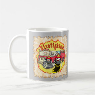 Taza De Café Mono de calcetín Camión de bomberos Bombero