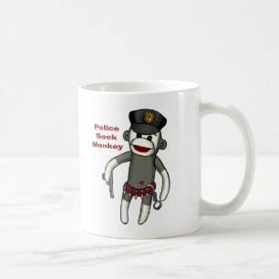 Taza De Café Mono de calcetín de policía