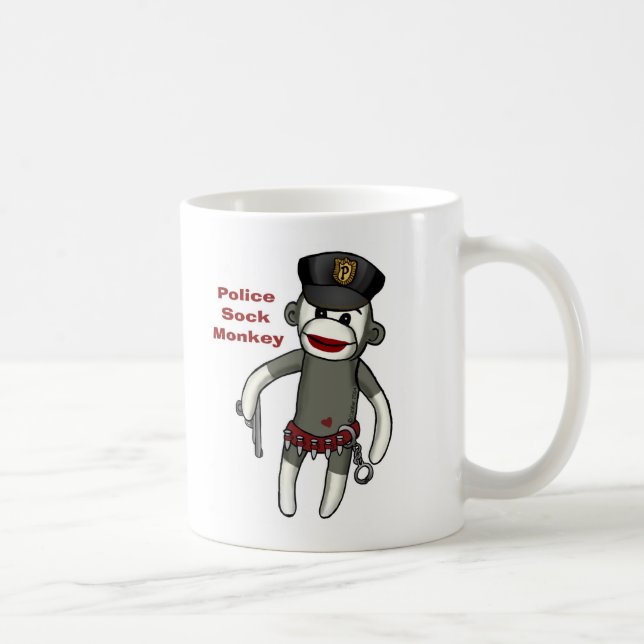 Taza De Café Mono de calcetín de policía (Derecha)