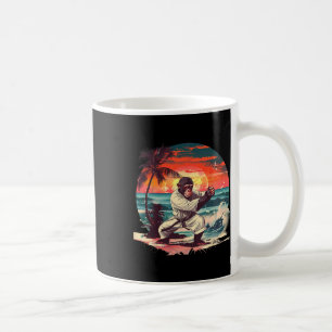 Taza De Café Mono de kickboxing Atardecer tropical Mono de taek