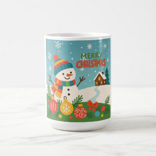 Taza De Café Mono de nieve clásico y adorable de Feliz Navidad
