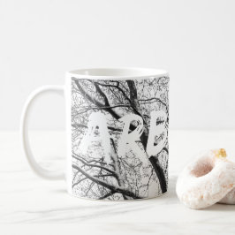 Taza De Café Mono de silueta de roble de nieve
