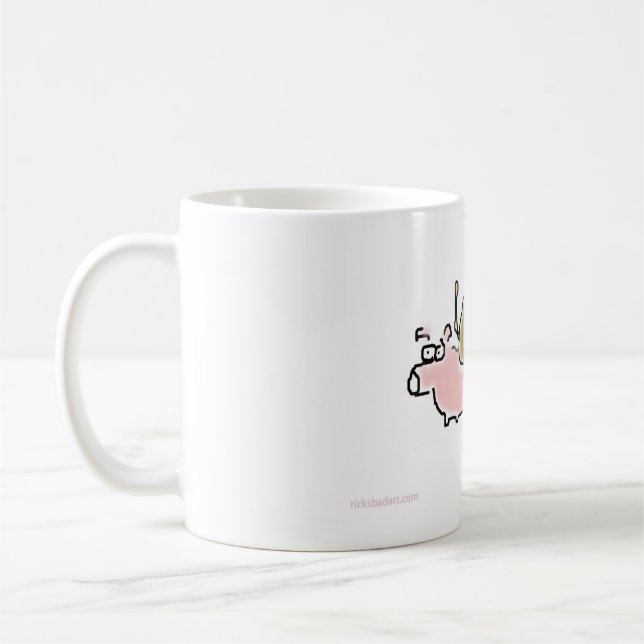 Taza De Café Mono del bebé que monta al revés en un cerdo (Izquierda)