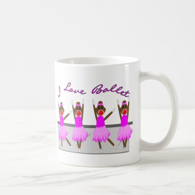 Taza De Café mono del calcetín   "AMO BALLET " (Derecha)