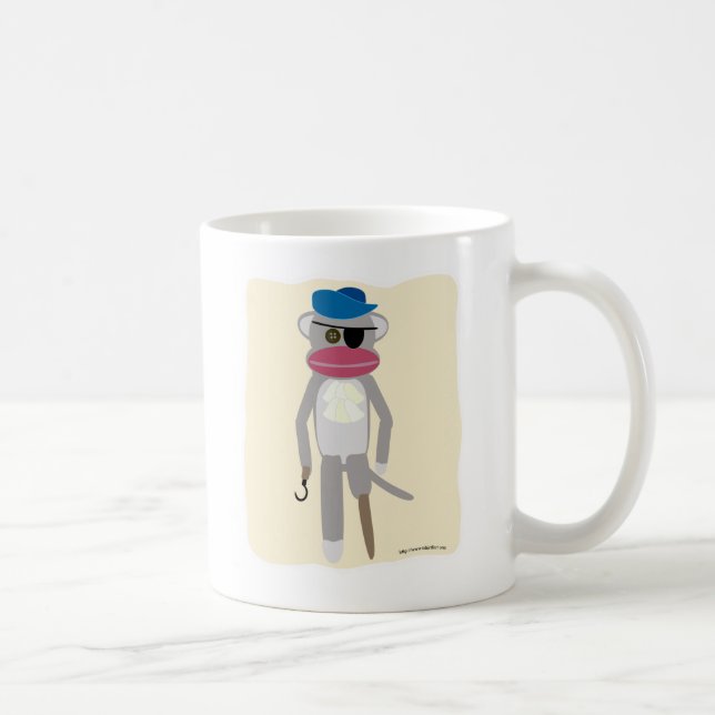 Taza De Café Mono del calcetín del pirata (Derecha)