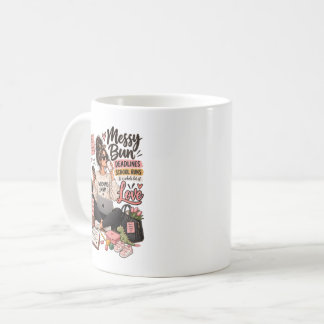 Taza De Café Moño Desordenado Plazos Corridas Escolares Mamá Tr