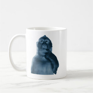 Taza De Café Mono Divertido Pensando Meme Arte Sarcástico