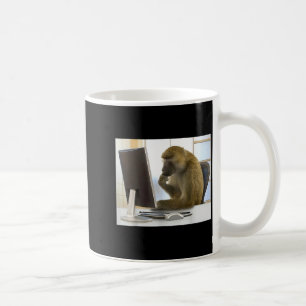 Taza De Café Mono divertido pensativo meme oficina simio curios