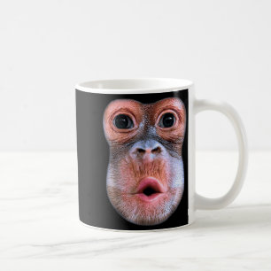 Taza De Café Mono divertido soplando cara de estómago, Mono sop