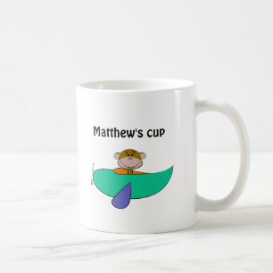 Taza De Café Mono en un avión colorido