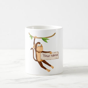 Taza De Café Mono gracioso sosteniendo tu texto