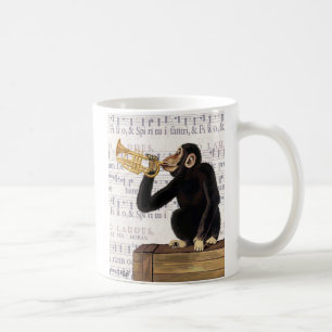 Taza De Café Mono jugando a trompeta
