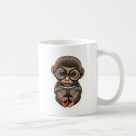Taza De Café Mono lindo del bebé que lee un libro
