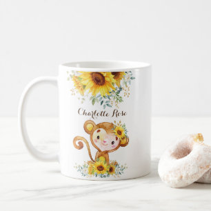 Taza De Café Mono mono dulce color agua girasoles