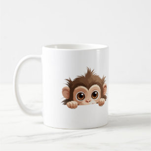 Taza De Café Mono Peeking Cute Adorable Gracioso Personalizado 