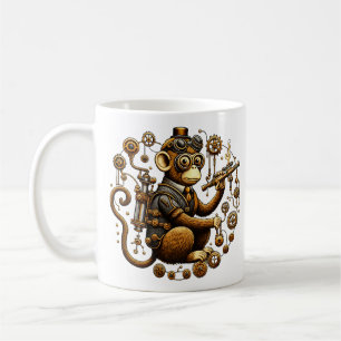 Taza De Café Mono Steampunk con Ray Gun