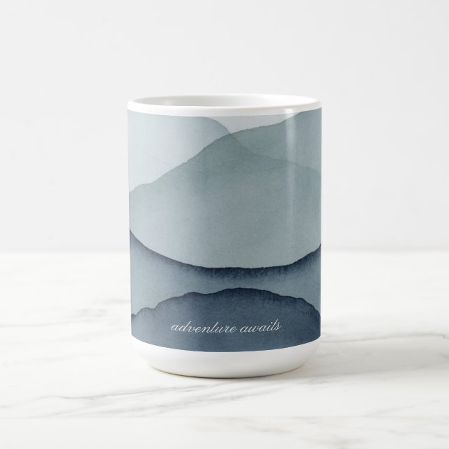 Taza De Café Monochromatic Watercolor Mountains (Centro)