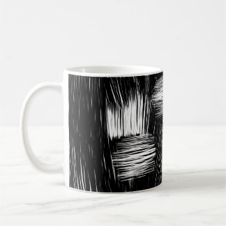 Taza De Café Monochrome Abstract Hatch Texture