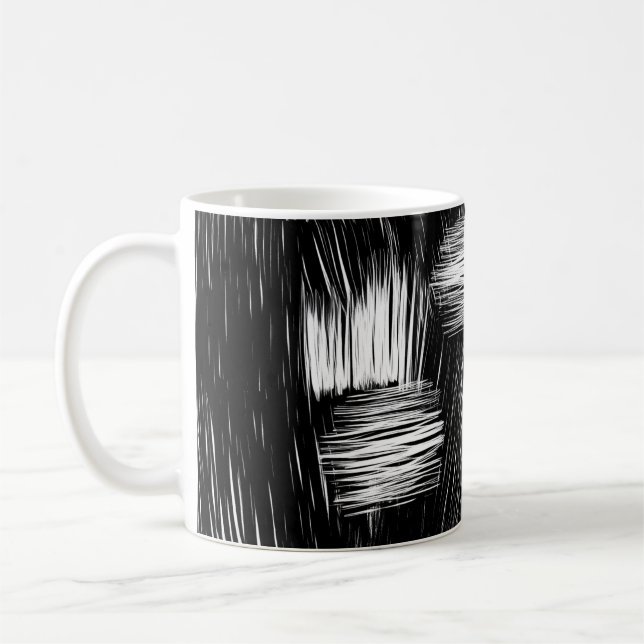 Taza De Café Monochrome Abstract Hatch Texture (Izquierda)