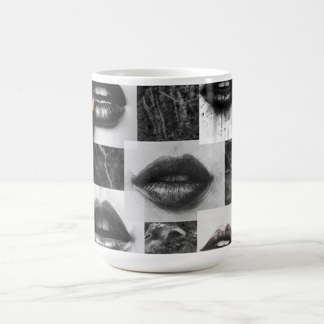 Taza De Café Monochrome Lips Classic Mug – Stylish Black & Whit (Centro)